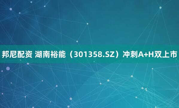 邦尼配资 湖南裕能（301358.SZ）冲刺A+H双上市